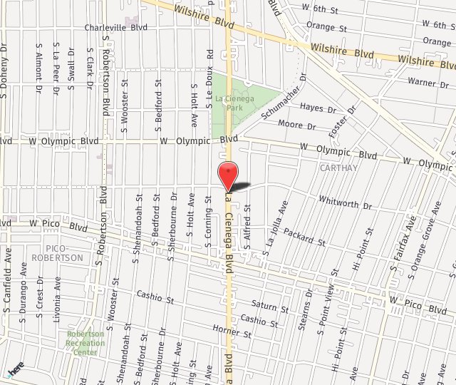 Location Map: 1100 S La Cienega Blvd. Los Angeles, CA 90035